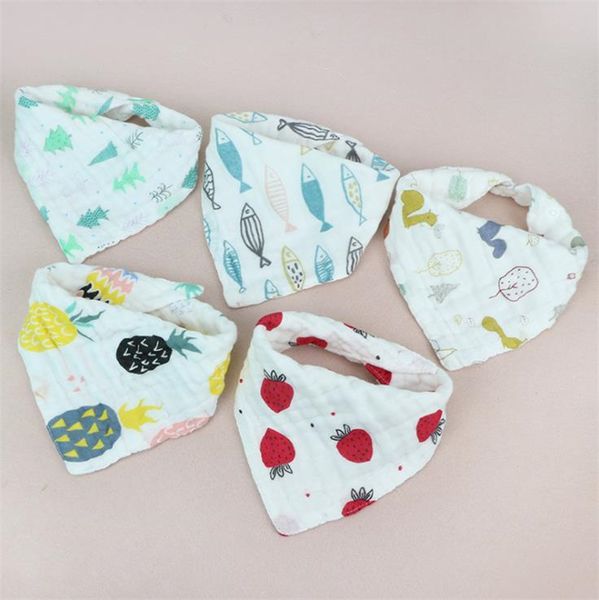 

8 layer thick cartoon print saliva towel cotton washed gauze triangle towel baby bib baby saliva towel t8g016
