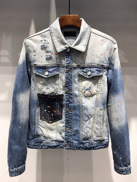 

L922 Asian Size Mens 2019 Luxury Designer Clothes Patch Pocket Decoration Denim Jacket European American Mens Denim Jacket Letter Printing