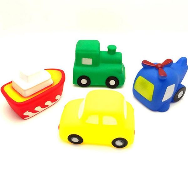

4pcs cool bath toy colorful car boat soft rubber baby toys swimming pvc pool kids water for boys girls safe material