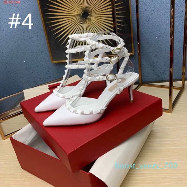 

women designer studs sandals low heels caged ankle strap rivet pump 65mm beat quality 100% genuine leather bottom rivets party b70, Black