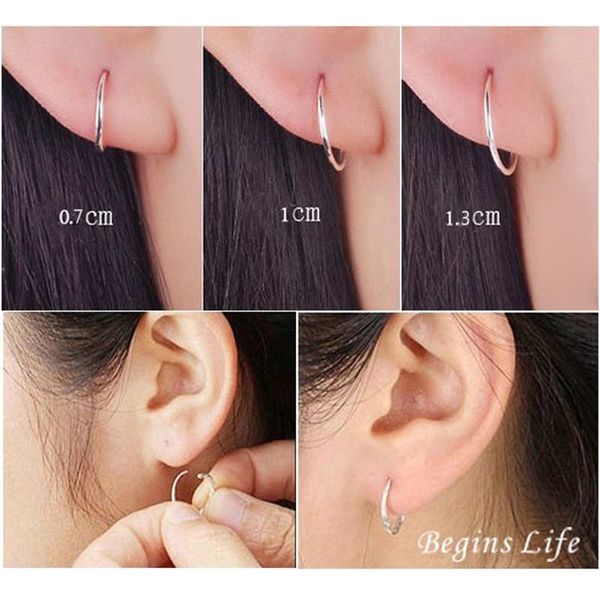 

1pair of hoop rings 13mm quality silver endless lip nose ear studs, Golden;silver