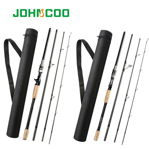 

johncoo 2.1mm 2.4m 2.7m 3.0m carbon lure rod 4 sections casting spinning fiber rod m power travel rod telescopic fishing pole