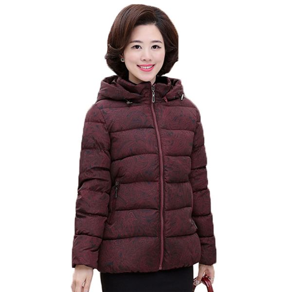 

middle-aged cotton coat women short hooded large size 5xl down cotton coat winter warm jacket ladies parker outerwear a933, Tan;black