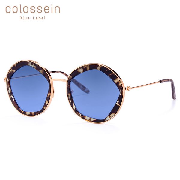 

colossein classic sunglasses women fashion formal vintage round sun glasses men modis personality metal blue uv400 eyewear, White;black