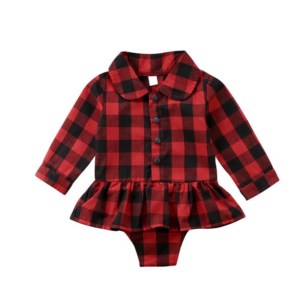

newborn toddler baby girls plaid romper long sleeve jumpsuit dress outfits baby clothing, Blue