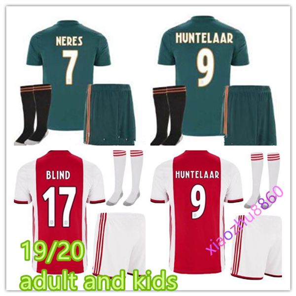 

2019 2020 ajax kids soccer jersey 19 20 ajax home children soccer shirt 2019 customized #10 klaassen #34 nouri football shirt, Black;yellow