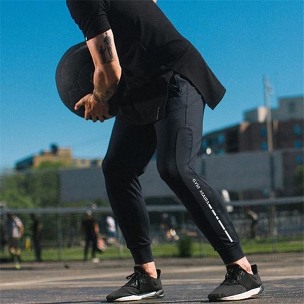 

new jogging pants striped running pants men sport pencil men cotton soft bodybuilding joggers gym trousers running tights, Black;blue