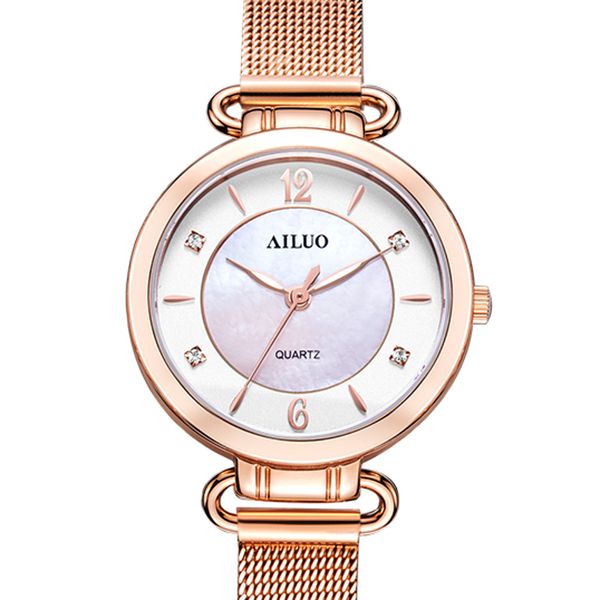 

new ladies ultra-thin bracelet wristwatches france ailuo women's watches japan miyota quartz sapphire watches a7119, Slivery;brown