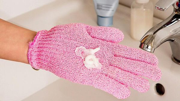 Peeling-Badehandschuh, Körperwäscher-Handschuh, Nylon-Duschhandschuhe, Körper-Spa-Massage, Entferner abgestorbener Hautzellen HHHSD2