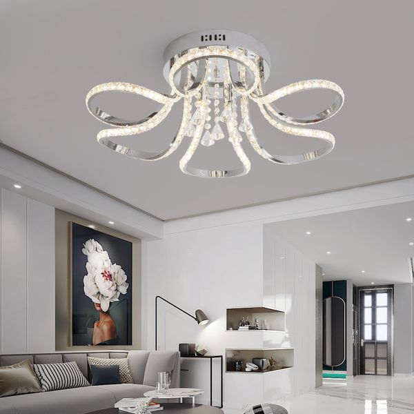 

modern led crystal chandelier for living room bedroom master room cristal lustre chrome finish 110v 220v home deco chandelier