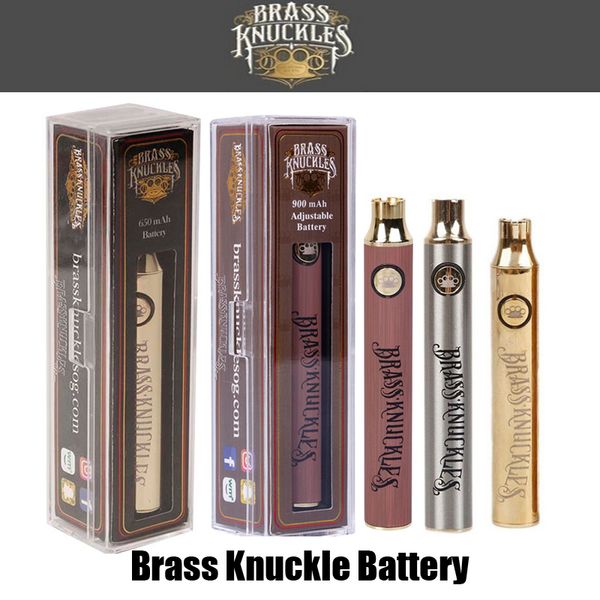

Горячие латунные костяшки Vape Battery 650mAh Золото 900mAh Переменное напряжение Регулируемая ручка для электронной сигареты Аккумулятор для 510-ниточного толстого масляного картриджа