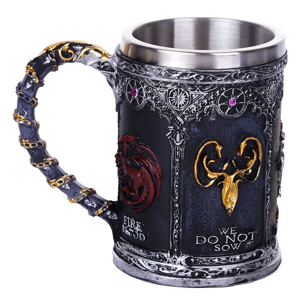 

1 шт. игра престолов сигила танкард творческая посуда череп кружка чашка кофе дизайн из нержавеющей стали бесплатная доставка