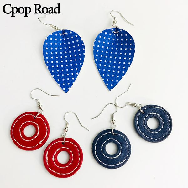 

faux leather earrings for women american flag leaf small hoop cute drop earrings girl trendy jewelry factory outlet one pairs drop shipping, Silver