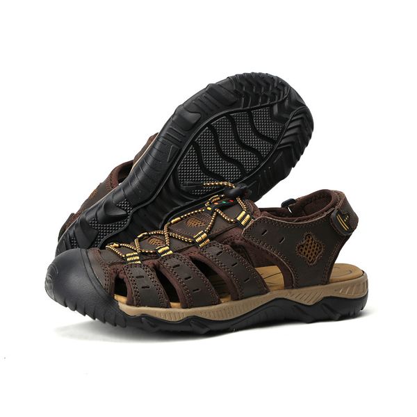 

beach sandals leather hollow sandals men's outdoor hiking large size foot length 31cm