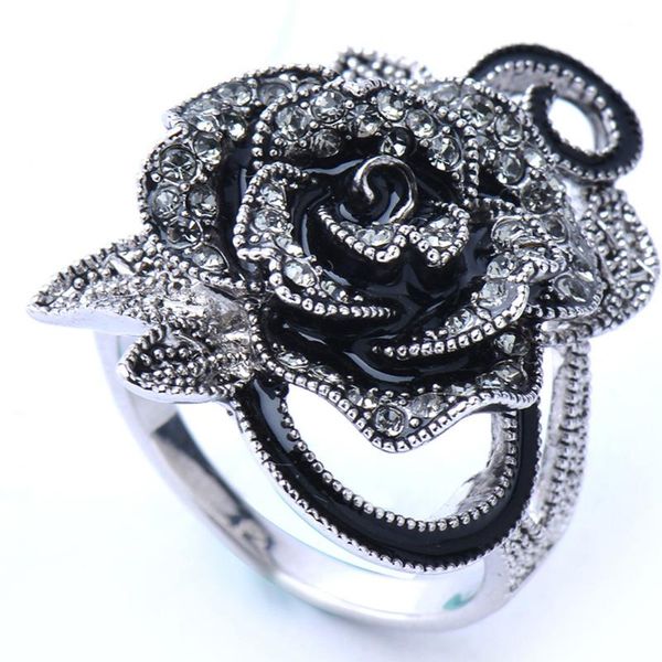 

7/8/9 shining wedding jewelry rose fashion retro rhinestone daily casual gifts women ring, Golden;silver