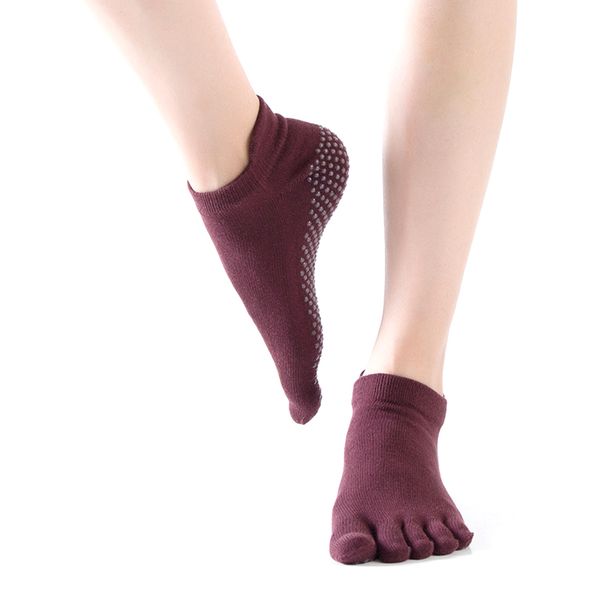 

1 pair five fingers breathable non slip sports dance women yoga socks soft cotton fitness gym solid exercise outdoor ankle grip, Black
