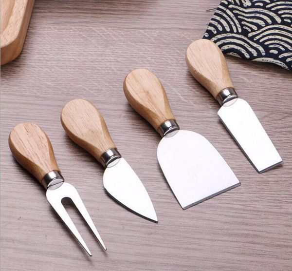 

новый дизайн 4 шт набор сыра ножи с деревянной ручкой из нержавеющей стали сыр slicer сыр cutter кухонные ножи