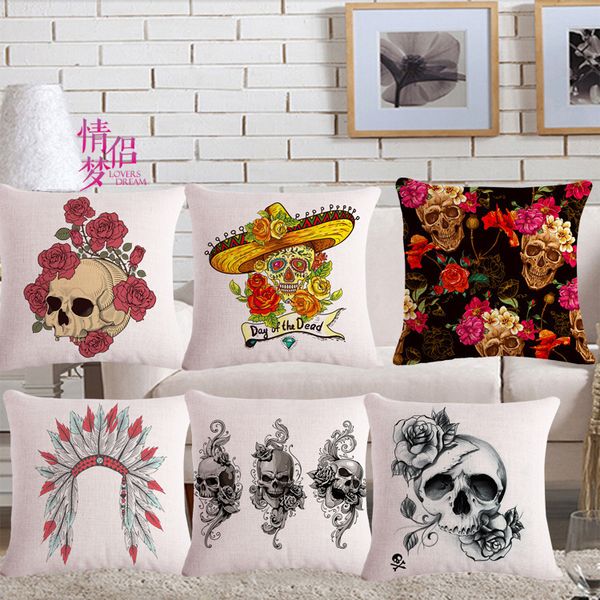

indian human skeleton feather cotton flax pillow back cushion loose coat