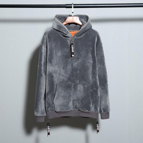 

wholesale- winter gold velvet plus cashmere thicken good quality hip hop hoodies with fleece warm mens hoodie sweatshirt solid pullover
