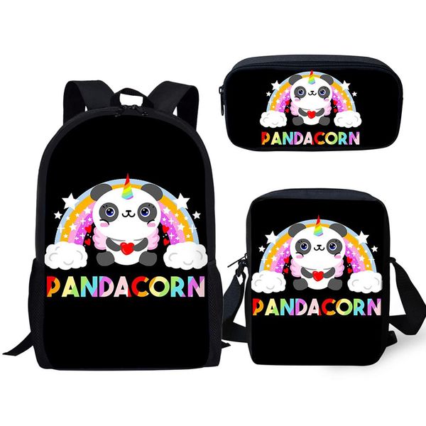 

school bag 3pcs/set students cute panda unicorn backpack for boys girls children bookbag baby cartoon rucksack knapsack dropship