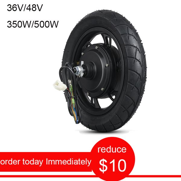 

36v 48v 350w 500w electric bike 12inch dc brushless motor wheel front rear hub motor high speed for electric scooter disc brake