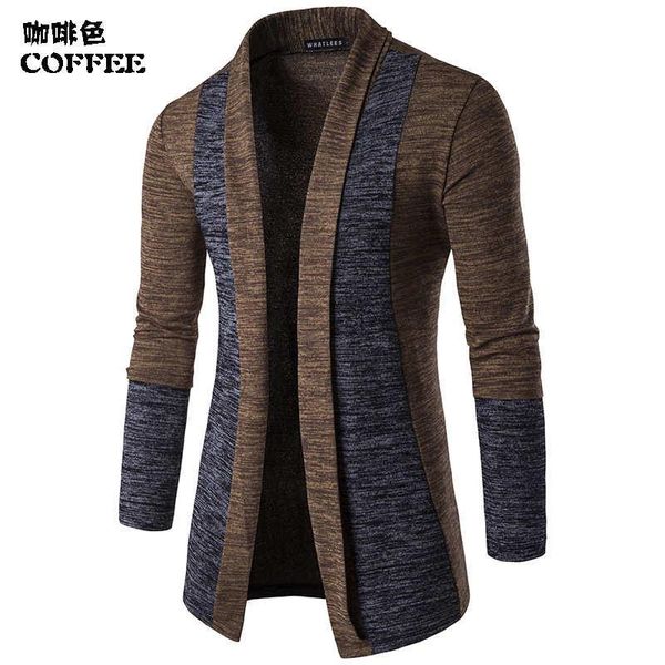 

new men coat sweater knitwear open stitch outwear long windbreaker autumn winter fashion men cloth size m-xxl, Black;brown
