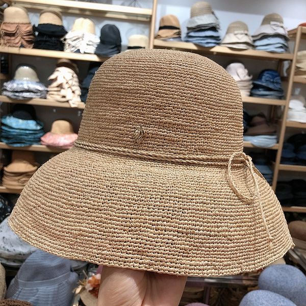 

japanese lafite pure hand-made large brim sun straw lady hepburn wind lampshade bell-shaped straw hat travel sun hat, Blue;gray