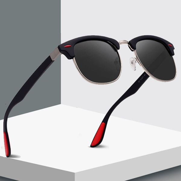 

2019 new fashion semi rimless polarized sunglasses men women brand designer half frame sun glasses classic uv400, White;black