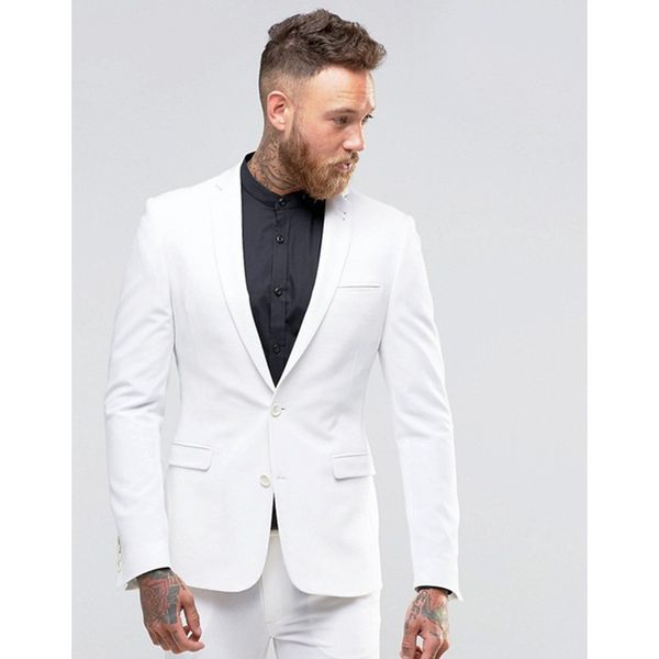 

новый прибытие людей костюм мужская белый groom tuxedos тонкий подходят шафер подходит 2 кнопки куртки свадебных костюмов (куртка + брюки, White;black