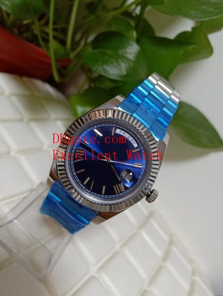 

buy mens watches 41 mm 228239 228235 day date president stainless steel blue dial asia 2813 movement automatic watches christmas gi, Slivery;brown