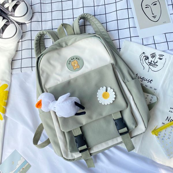 

girls backpacks for teenage school bags cute cartoon nylon panelled back pack women bagpack black preppy style student bookbags