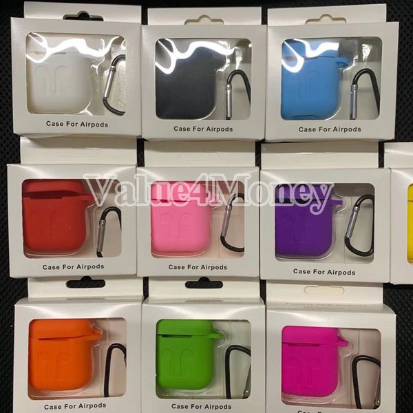 

для apple airpods защитный чехол, противоударный портативный мягкий силиконовый чехол обложка кожи для airpods 21 с карабином, коробка розни