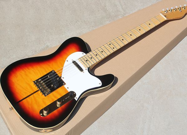 

Beautiful neck thru body electric guitar with merle haggard ignature tuff dog uper rare flame maple neck offering cu tomized ervice
