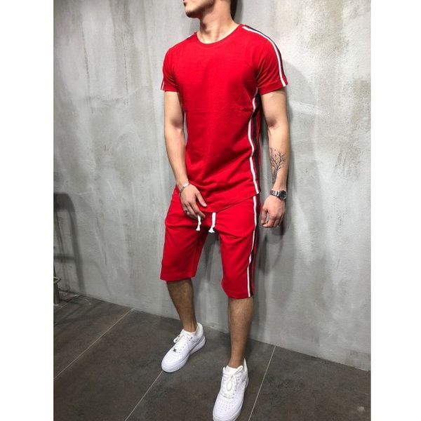 

new men's sweatsuit casual sport t-shirt and shorts europe and america, Gray