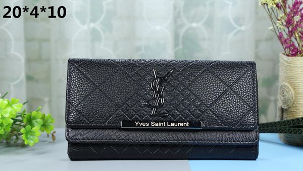 

new long clutch bag Υsl fashion wild embossed lattice ladies wallet large capacity multi-card card package tide#3015, White