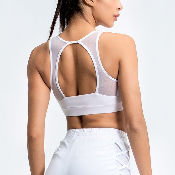 

йога одежды женской mesh сращивание дышащего спорт белье gym обучение одежда куртка погоны без стального кольца, White;black