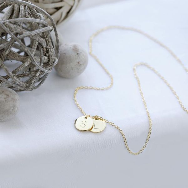 

initial letter couple necklace custom personalized disc letter name chain necklace charm initial jewelry fashion love gift new, Silver