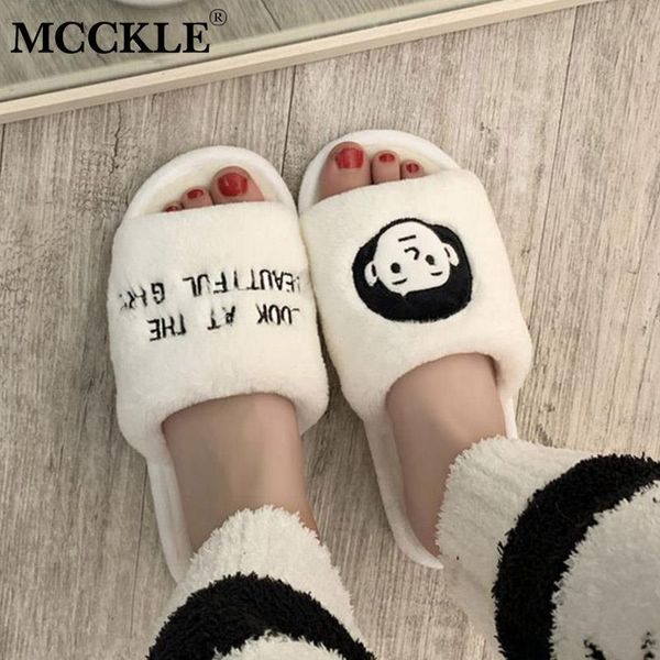 

mcckle women house slippers couple shoes warm women's furry plush woman soft bottom open toe winter casual female plus size mx200425, Black