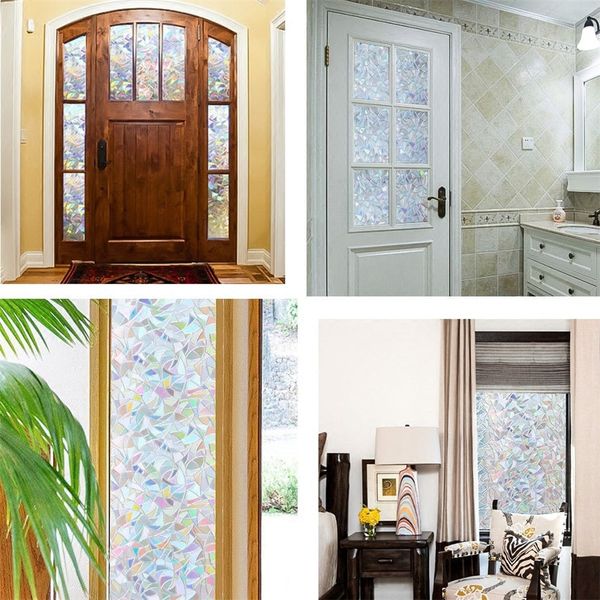 

sunice window privacy film static clings vinyl 3d decals stickers rainbow for glass door home other home decor