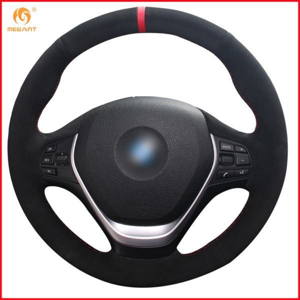 

mewant black suede red marker car steering wheel cover for f20 2012-2018 f45 2014-2018 f30 f31 f34 2013-2017 f32 f33 f36