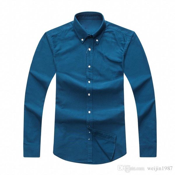 

2018 mens designer long sleeved casual solid shirt men's usa brand rl polos shirts fashion oxford social shirts small horse dress shirt, White;black