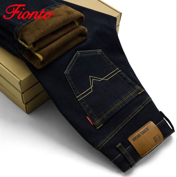 

men warm velvet jeans autumn winter jeans casual flocking soft men thickening activities fear of god a2031, Blue