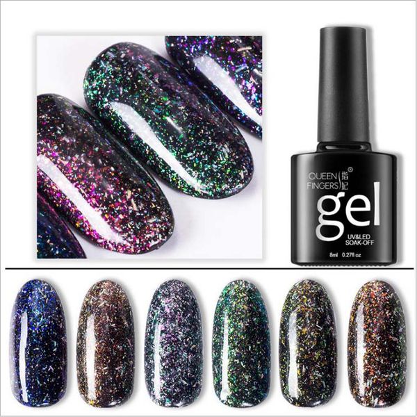 

new gel nail varnish glitter uv led manicure gel nail sequins polish 12 color uv jelly stamping polish, Red;pink