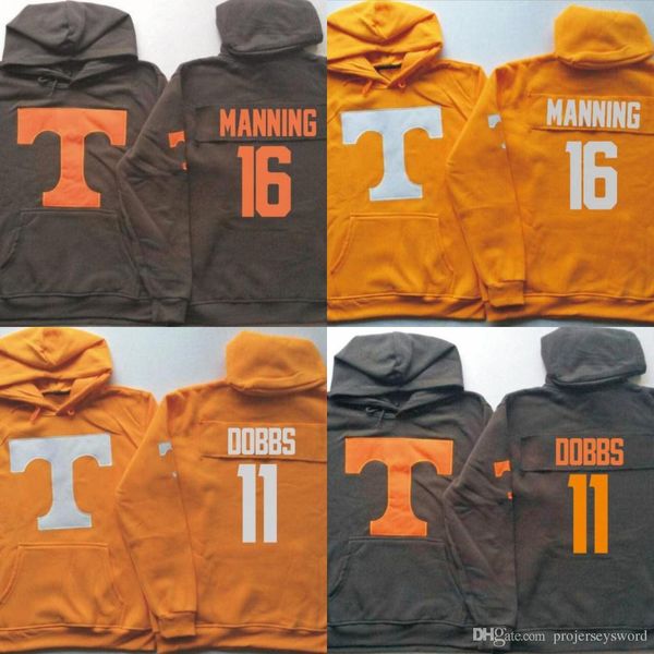 

NCAA Tennessee Volunteers Orange Hoodie Jersey 11 Joshua Dobbs 16 Peyton Manning Football Sweatershirt Jerseys stitched Jacket
