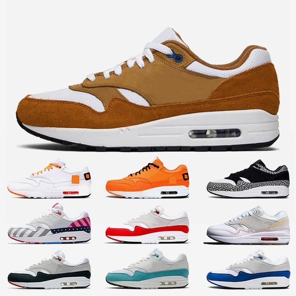 

2019 new atmos maxes 1 cushions women mens running shoes parra anniversary red royal obsidian animal pack white air trainers sneakers, White;red