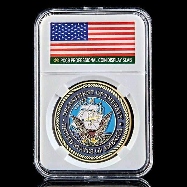 

military challenge coin usa department of navy army 1 oz gold plated coin w/pccb box