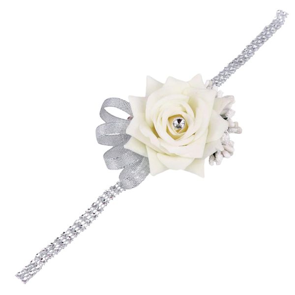 

fake velvet hand flower girl corsage wedding boutonniere + rhinestone chain