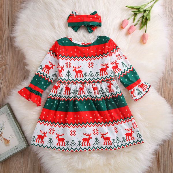 

2019 new winter christmas newborn dress infant baby snowflake dress for girl clothing princess party dresses, White