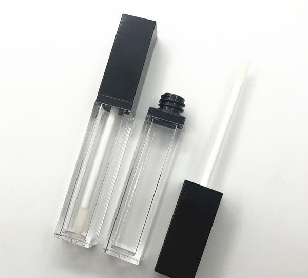 8 ml leere Lipgloss-Röhren, transparenter Lipgloss-Verpackungsbehälter, nachfüllbare Flaschen, quadratisch, mattschwarz, Lippenstift-Flüssigkeitsöl-Röhre SN2978