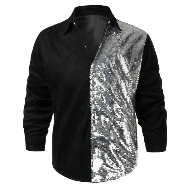 

2020 jacket men new fashion brand sequins patchwork causal long sleeve outwear erkek mont chaquetas hombre veste homme, Black;brown